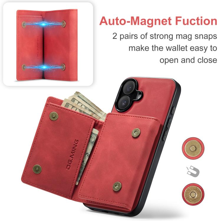 For iPhone 17 DG.MING M1 Series 3-Fold Multi Card Wallet Leather Phone Case(Red) by DG.MING