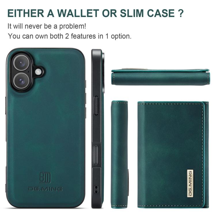 For iPhone 17 DG.MING M1 Series 3-Fold Multi Card Wallet Leather Phone Case(Green) by DG.MING