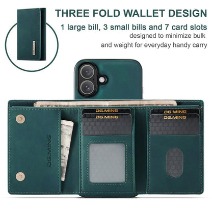 For iPhone 17 DG.MING M1 Series 3-Fold Multi Card Wallet Leather Phone Case(Green) by DG.MING