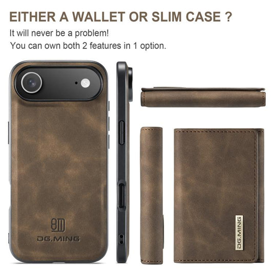 For iPhone Air DG.MING M1 Series 3-Fold Multi Card Wallet Leather Phone Case(Coffee) by DG.MING