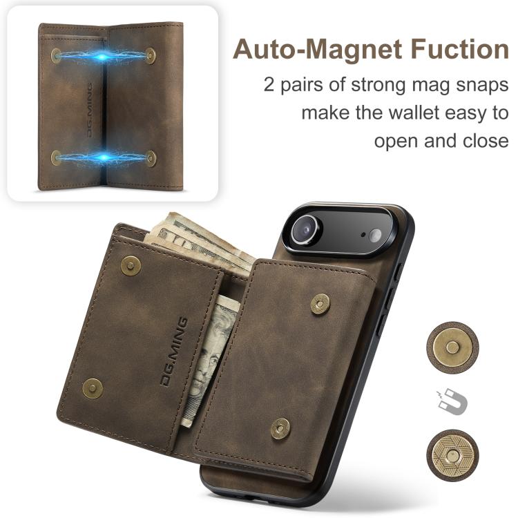 For iPhone Air DG.MING M1 Series 3-Fold Multi Card Wallet Leather Phone Case(Coffee) by DG.MING