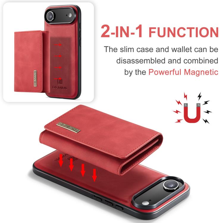 For iPhone Air DG.MING M1 Series 3-Fold Multi Card Wallet Leather Phone Case(Red) by DG.MING