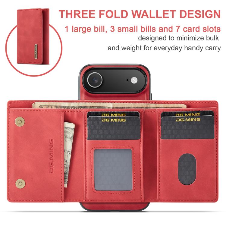 For iPhone Air DG.MING M1 Series 3-Fold Multi Card Wallet Leather Phone Case(Red) by DG.MING