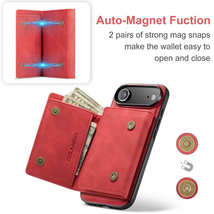 For iPhone Air DG.MING M1 Series 3-Fold Multi Card Wallet Leather Phone Case(Red) by DG.MING
