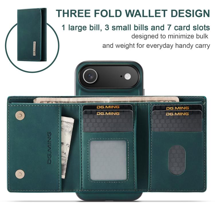 For iPhone Air DG.MING M1 Series 3-Fold Multi Card Wallet Leather Phone Case(Green) by DG.MING
