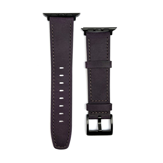 For Apple Watch SE 2022 44mm Retro Texture Leather Watch Band(Purple) by bashfashion