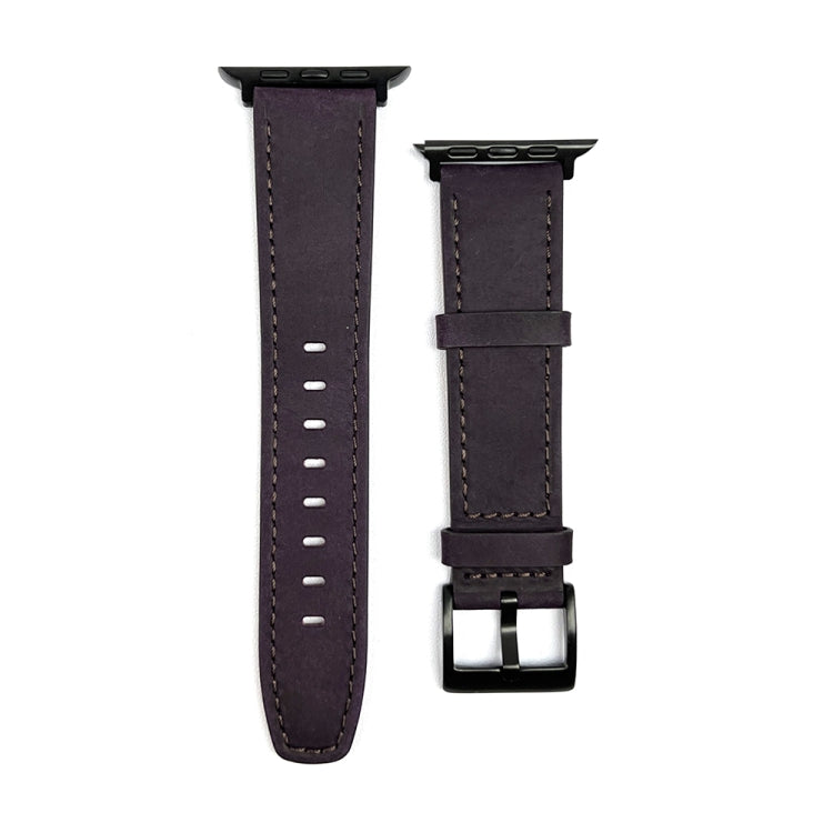 For Apple Watch 8 45mm Retro Texture Leather Watch Band(Purple) by bashfashion