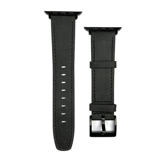 For Apple Watch 7 45mm Retro Texture Leather Watch Band(Black) by bashfashion