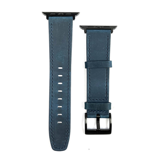 For Apple Watch 42mm Retro Texture Leather Watch Band(Blue) by bashfashion