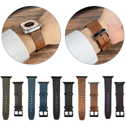 For Apple Watch Ultra 2 49mm Retro Texture Leather Watch Band(Purple) by bashfashion