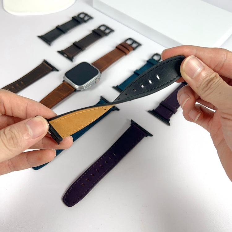For Apple Watch Ultra 2 49mm Retro Texture Leather Watch Band(Purple) by bashfashion