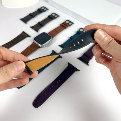 For Apple Watch Ultra 2 49mm Retro Texture Leather Watch Band(Purple) by bashfashion