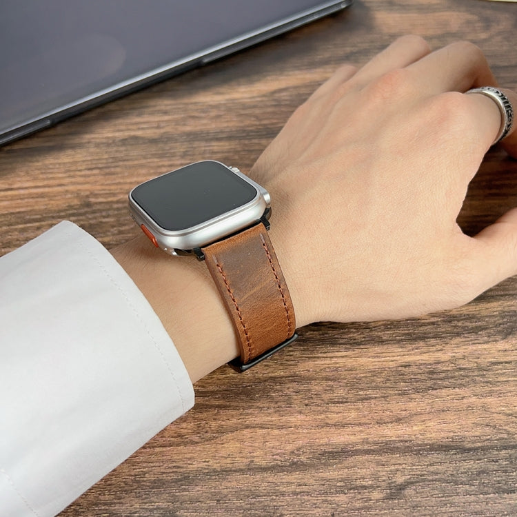 For Apple Watch 4 44mm Retro Texture Leather Watch Band(Black) by bashfashion