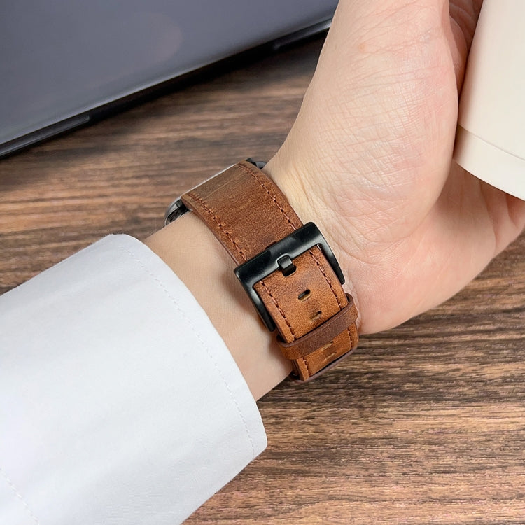 For Apple Watch Ultra 2 49mm Retro Texture Leather Watch Band(Blue) by bashfashion