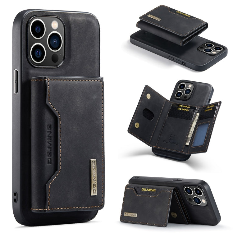 For iPhone 15 Pro DG.MING M2 Series 3-Fold Card Bag Wallet Leather Phone Case(Black) by DG.MING