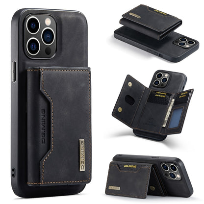 For iPhone 15 Pro DG.MING M2 Series 3-Fold Card Bag Wallet Leather Phone Case(Black) by DG.MING
