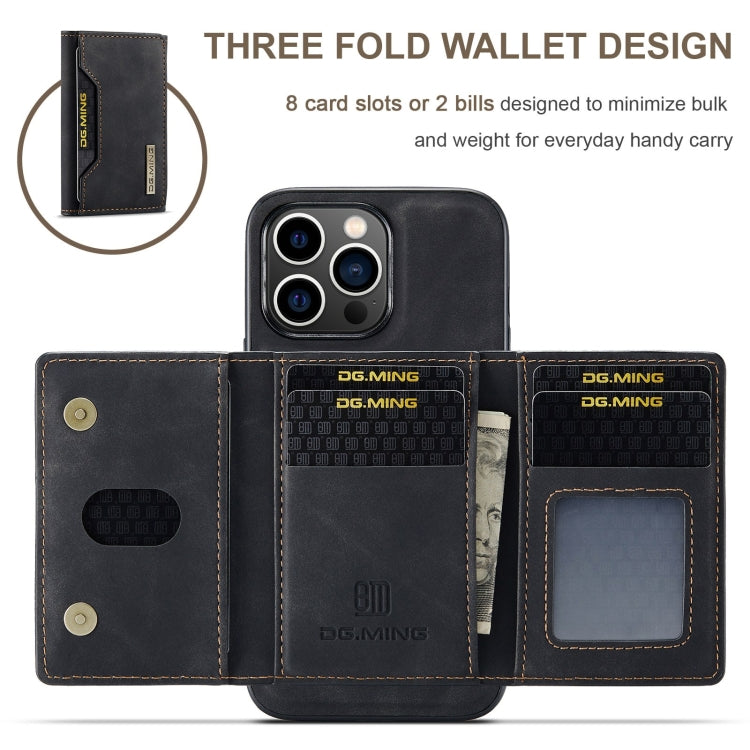 For iPhone 15 Pro DG.MING M2 Series 3-Fold Card Bag Wallet Leather Phone Case(Black) by DG.MING