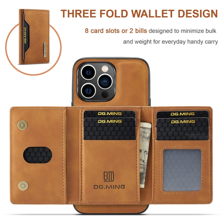 For iPhone 15 Pro DG.MING M2 Series 3-Fold Card Bag Wallet Leather Phone Case(Brown) by DG.MING