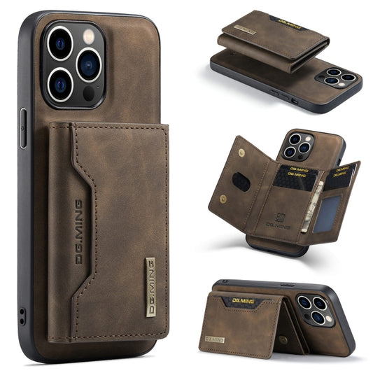 For iPhone 15 Pro DG.MING M2 Series 3-Fold Card Bag Wallet Leather Phone Case(Coffee) by DG.MING