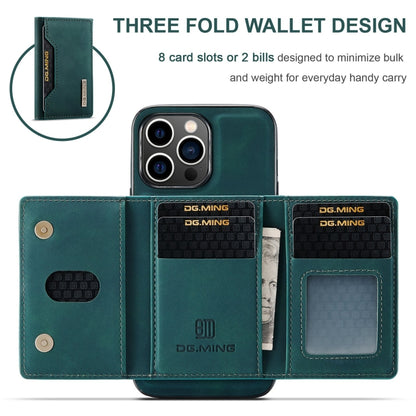 For iPhone 15 Pro DG.MING M2 Series 3-Fold Card Bag Wallet Leather Phone Case(Green) by DG.MING