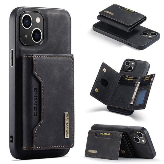 For iPhone 15 Plus DG.MING M2 Series 3-Fold Card Bag Wallet Leather Phone Case(Black) by DG.MING