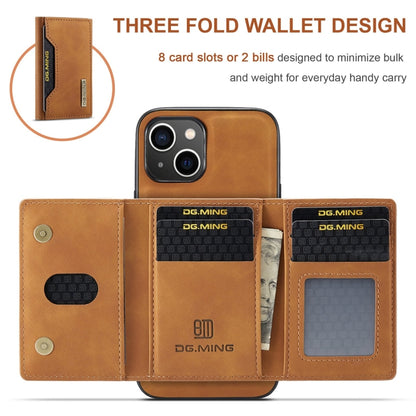 For iPhone 15 Plus DG.MING M2 Series 3-Fold Card Bag Wallet Leather Phone Case(Brown) by DG.MING