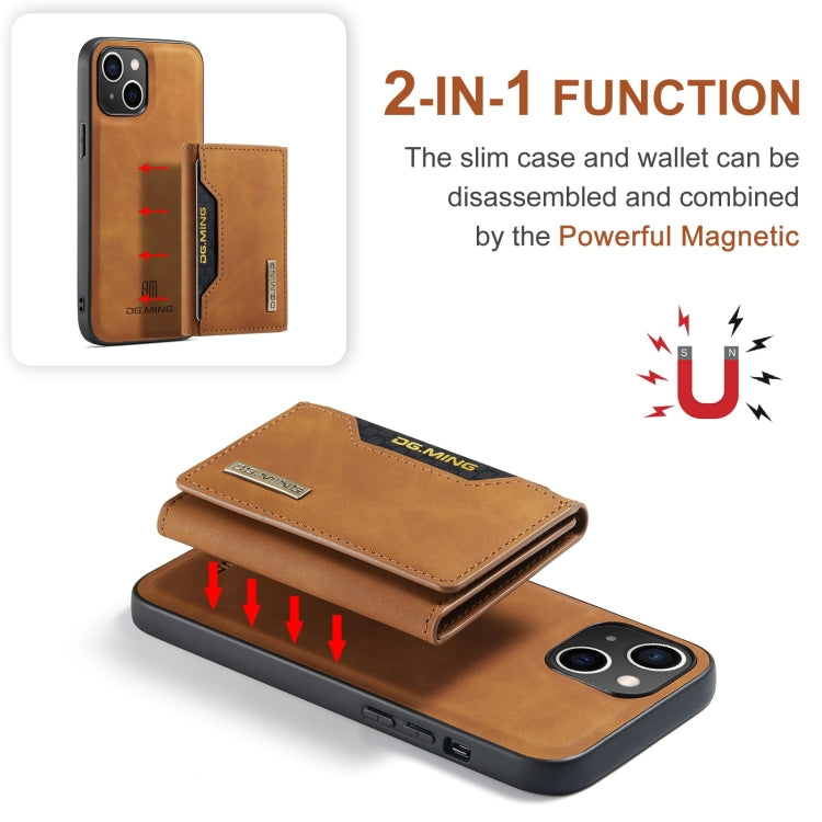 For iPhone 15 Plus DG.MING M2 Series 3-Fold Card Bag Wallet Leather Phone Case(Brown) by DG.MING