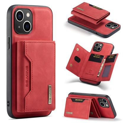 For iPhone 15 Plus DG.MING M2 Series 3-Fold Card Bag Wallet Leather Phone Case(Red) by DG.MING