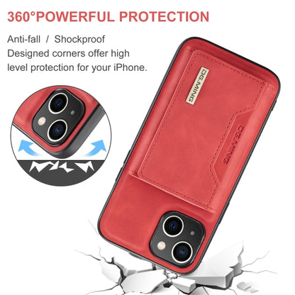 For iPhone 15 Plus DG.MING M2 Series 3-Fold Card Bag Wallet Leather Phone Case(Red) by DG.MING