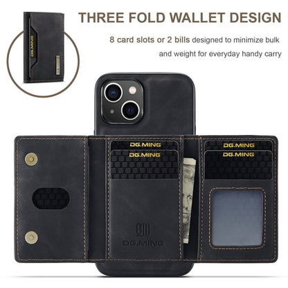 For iPhone 15 DG.MING M2 Series 3-Fold Card Bag Wallet Leather Phone Case(Black) by DG.MING