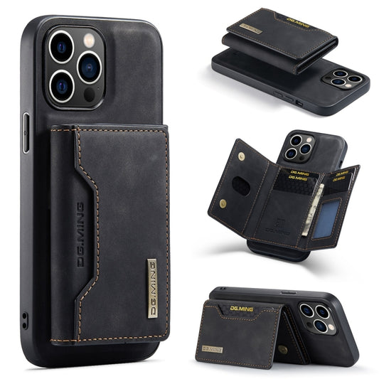 For iPhone 15 Pro Max DG.MING M2 Series 3-Fold Card Bag Wallet Leather Phone Case(Black) by DG.MING
