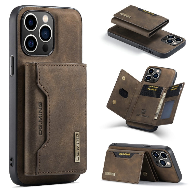 For iPhone 15 Pro Max DG.MING M2 Series 3-Fold Card Bag Wallet Leather Phone Case(Coffee) by DG.MING