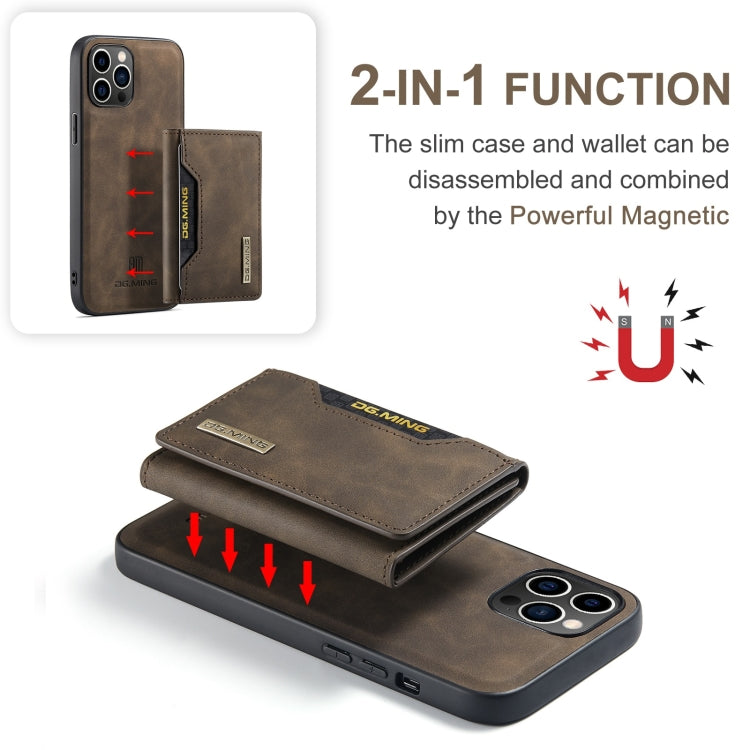 For iPhone 15 Pro Max DG.MING M2 Series 3-Fold Card Bag Wallet Leather Phone Case(Coffee) by DG.MING
