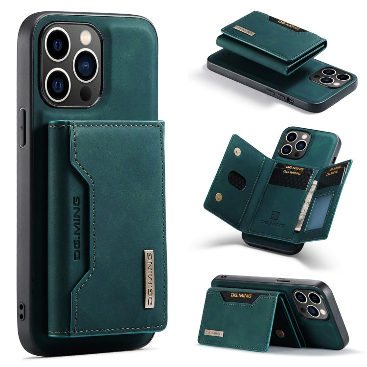 For iPhone 15 Pro Max DG.MING M2 Series 3-Fold Card Bag Wallet Leather Phone Case(Green) by DG.MING