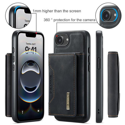 For iPhone 16e DG.MING M2 Series 3-Fold Card Bag Wallet Leather Phone Case(Black) by DG.MING