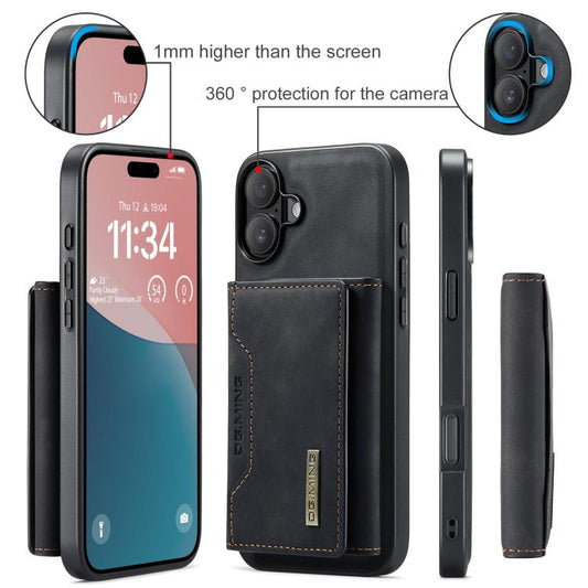For iPhone 17 DG.MING M2 Series 3-Fold Card Bag Wallet Leather Phone Case(Black) by DG.MING