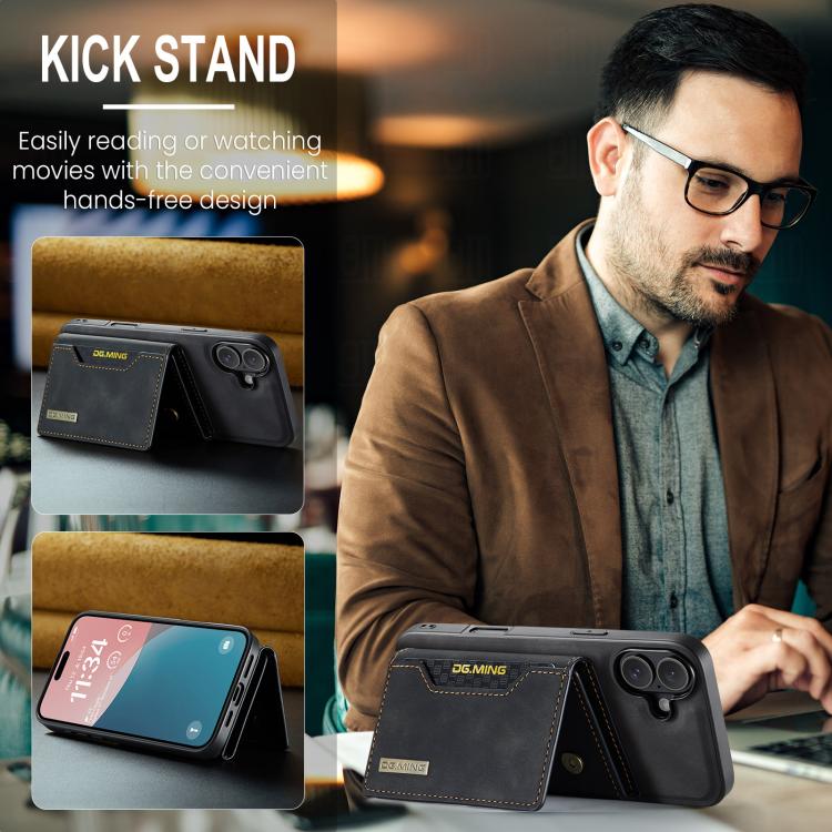 For iPhone 17 DG.MING M2 Series 3-Fold Card Bag Wallet Leather Phone Case(Black) by DG.MING