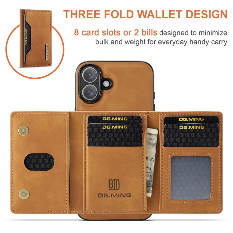 For iPhone 17 DG.MING M2 Series 3-Fold Card Bag Wallet Leather Phone Case(Brown) by DG.MING