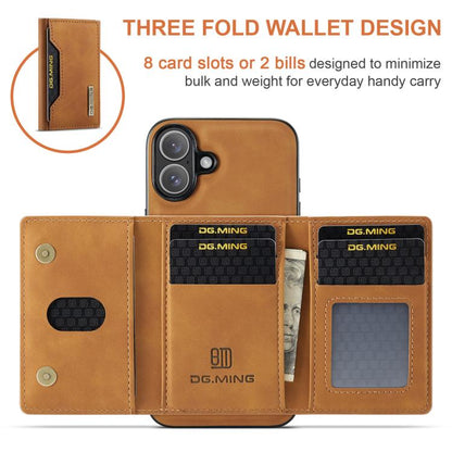 For iPhone 17 DG.MING M2 Series 3-Fold Card Bag Wallet Leather Phone Case(Brown) by DG.MING
