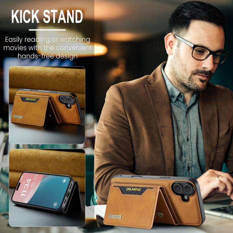 For iPhone 17 DG.MING M2 Series 3-Fold Card Bag Wallet Leather Phone Case(Brown) by DG.MING