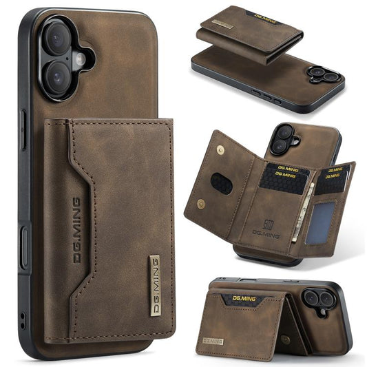 For iPhone 17 DG.MING M2 Series 3-Fold Card Bag Wallet Leather Phone Case(Coffee) by DG.MING