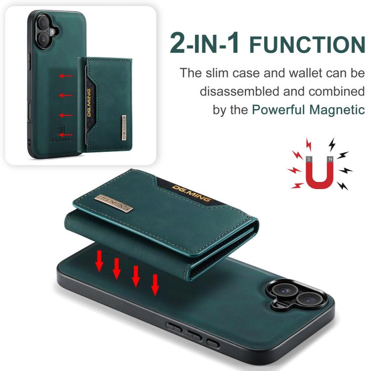 For iPhone 17 DG.MING M2 Series 3-Fold Card Bag Wallet Leather Phone Case(Green) by DG.MING