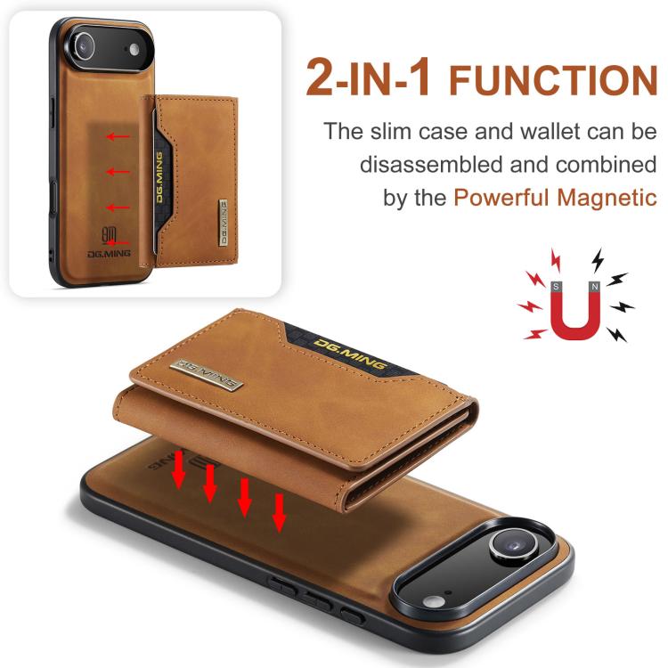 For iPhone Air DG.MING M2 Series 3-Fold Card Bag Wallet Leather Phone Case(Brown) by DG.MING