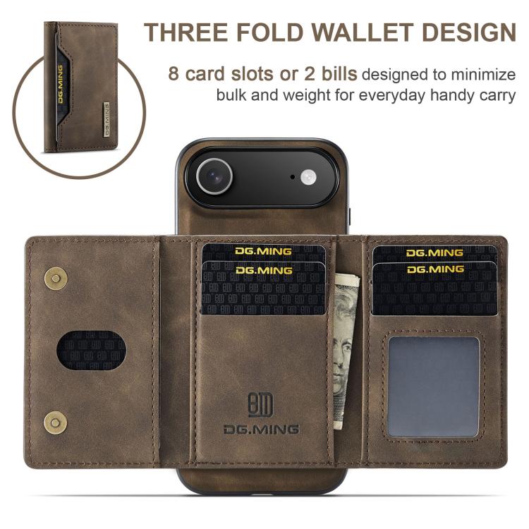 For iPhone Air DG.MING M2 Series 3-Fold Card Bag Wallet Leather Phone Case(Coffee) by DG.MING