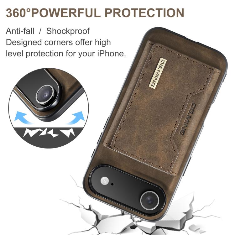 For iPhone Air DG.MING M2 Series 3-Fold Card Bag Wallet Leather Phone Case(Coffee) by DG.MING