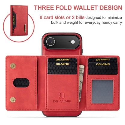 For iPhone Air DG.MING M2 Series 3-Fold Card Bag Wallet Leather Phone Case(Red) by DG.MING