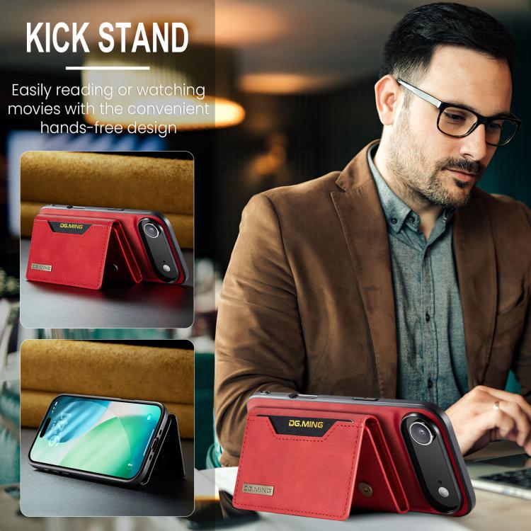 For iPhone Air DG.MING M2 Series 3-Fold Card Bag Wallet Leather Phone Case(Red) by DG.MING