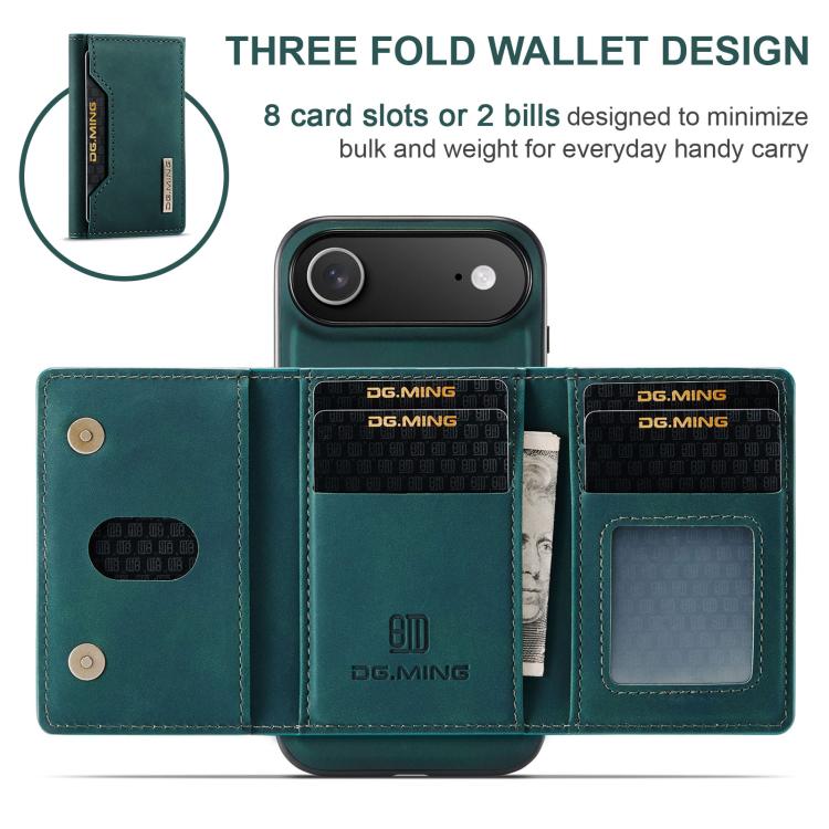 For iPhone Air DG.MING M2 Series 3-Fold Card Bag Wallet Leather Phone Case(Green) by DG.MING