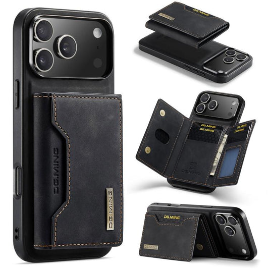 For iPhone 17 Pro DG.MING M2 Series 3-Fold Card Bag Wallet Leather Phone Case(Black) by DG.MING