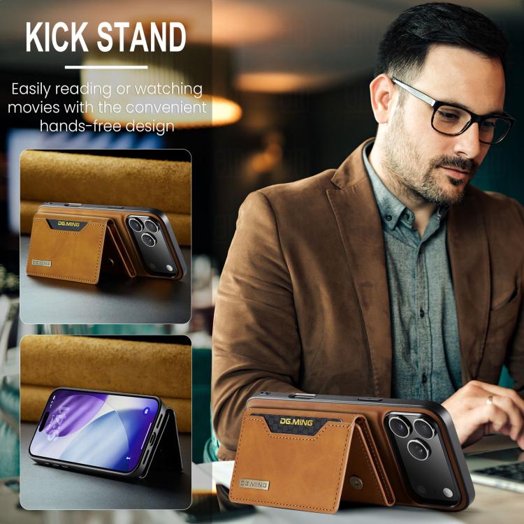 For iPhone 17 Pro DG.MING M2 Series 3-Fold Card Bag Wallet Leather Phone Case(Brown) by DG.MING